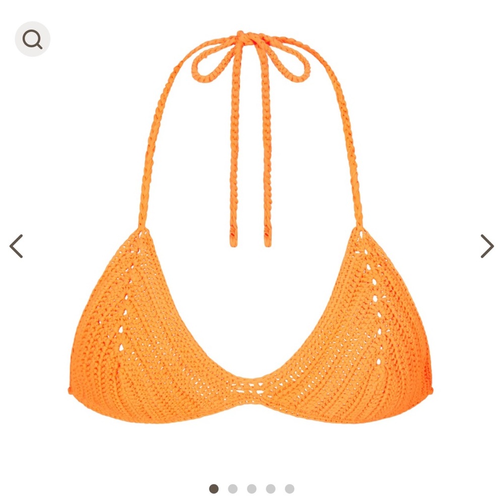NWT Skims Crochet Swim Triangle Bikini Top - M medium orange